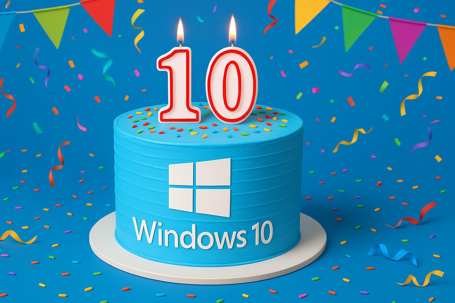 Imagen de celebración del aniversario de Windows 10