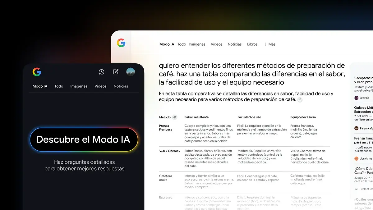 Activación del Modo IA en Google