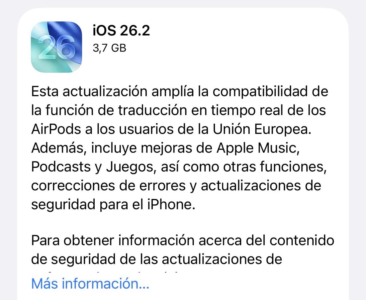 Traducción en vivo con AirPods en iOS 26.2