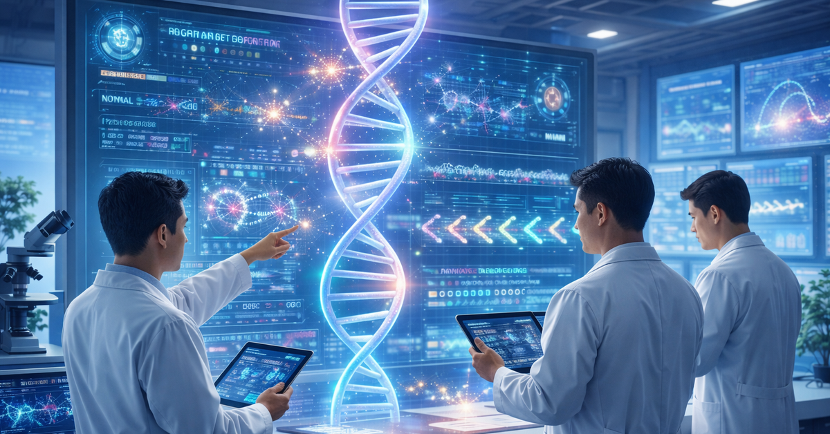 Modelo AlphaGenome analizando el genoma