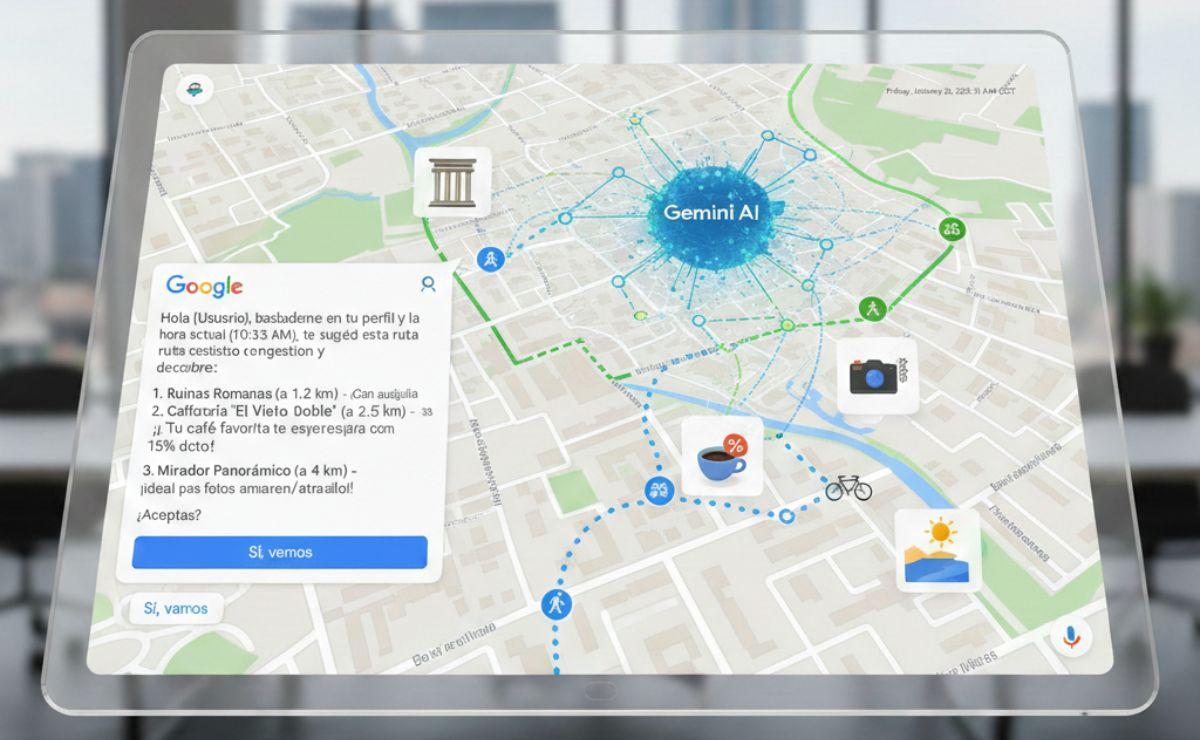 Gemini guiando rutas a pie en Google Maps