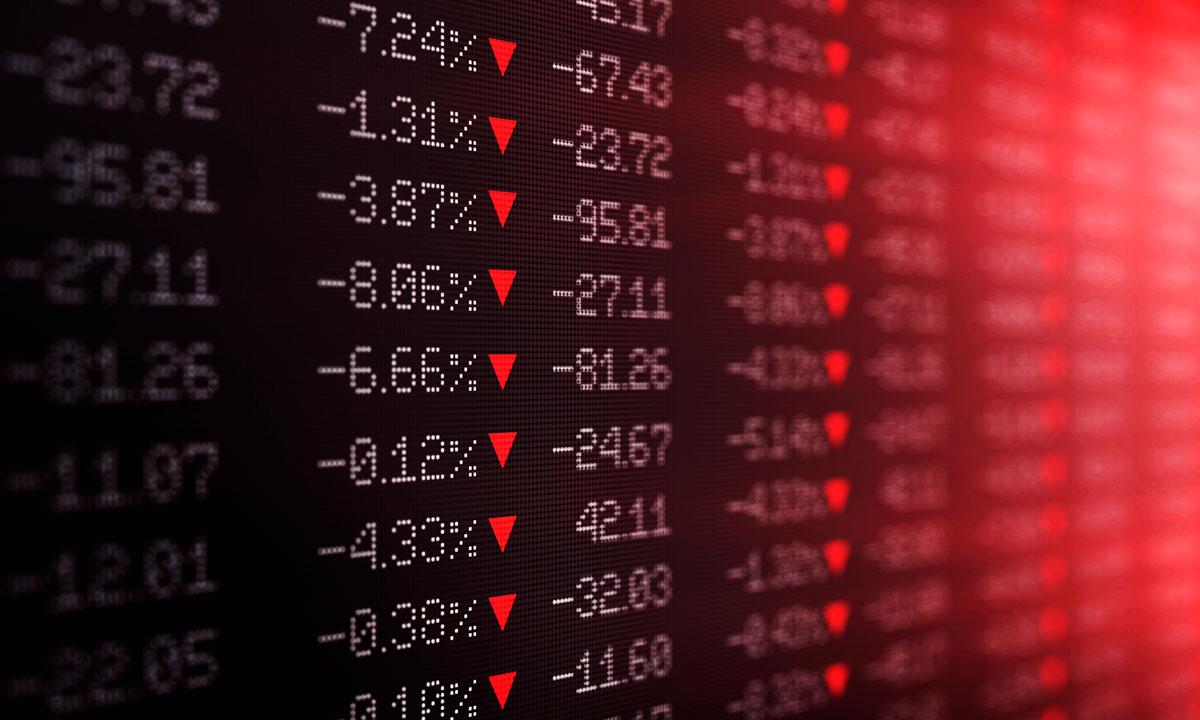 Gráfico de caída de software en Wall Street