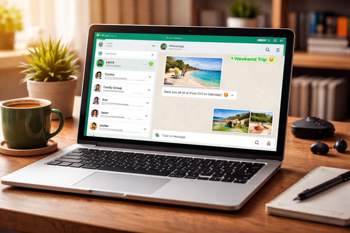 Interfaz de WhatsApp Web con videollamadas