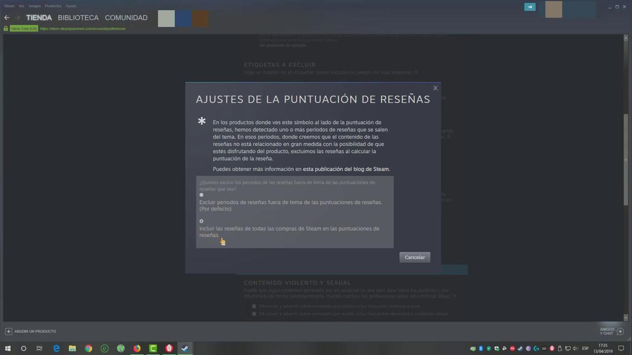 Pantalla de juego en PC con Steam