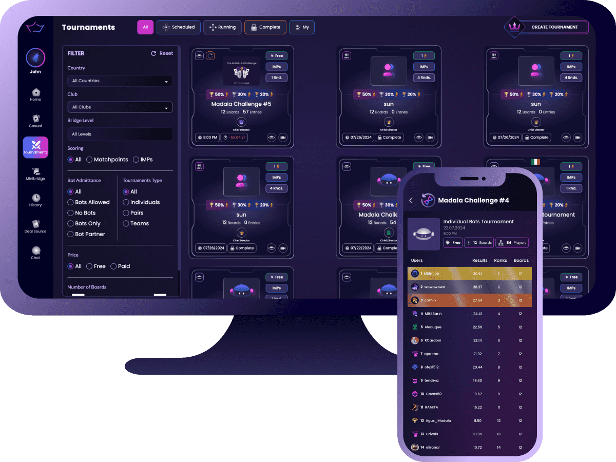 Partida de bridge con robots Partida de bridge con robots