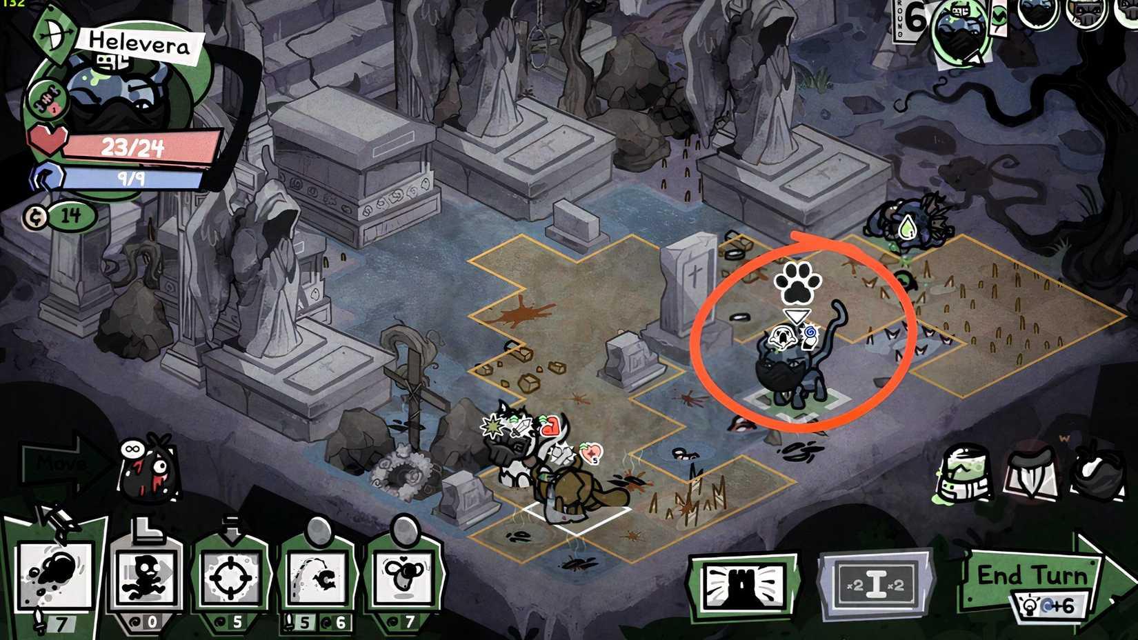 Combate contra Dybbuk en Mewgenics