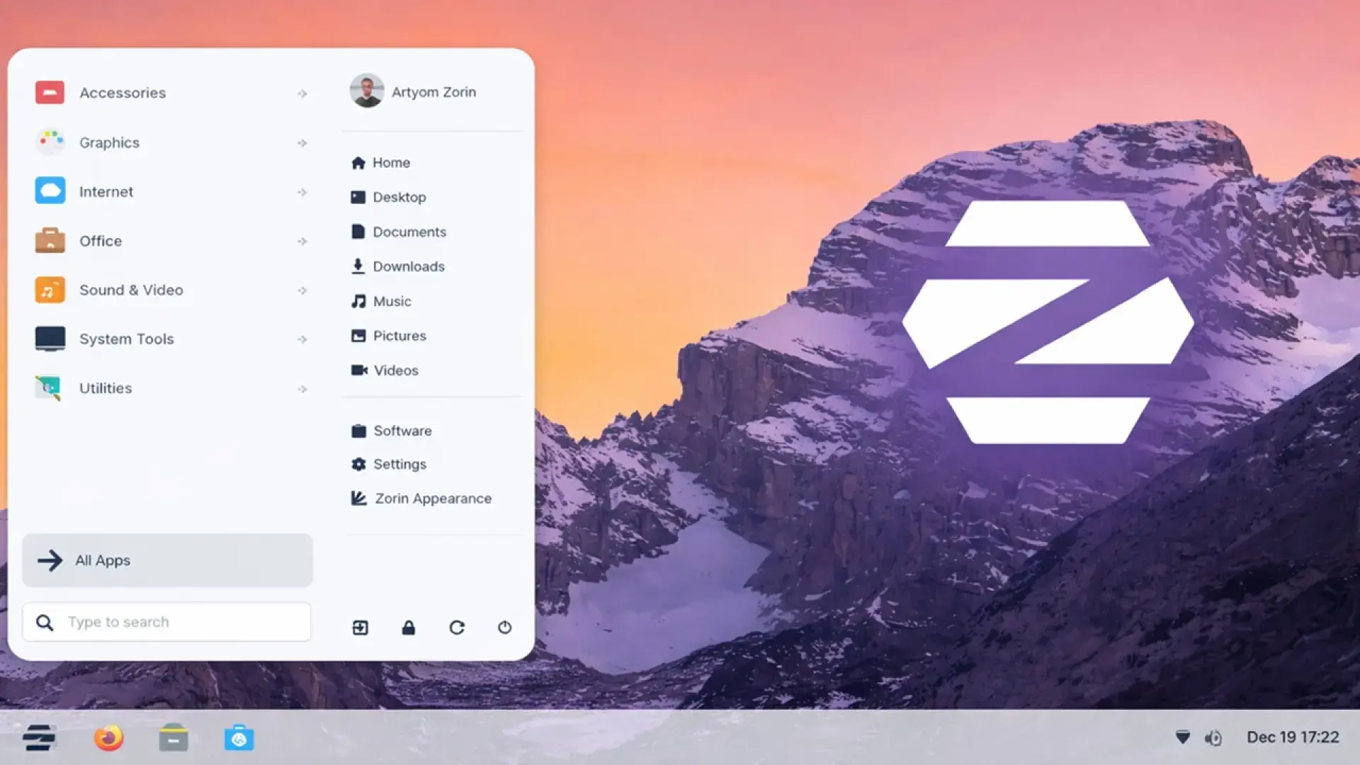 Escritorio de Zorin OS 18.1 Escritorio de Zorin OS 18.1