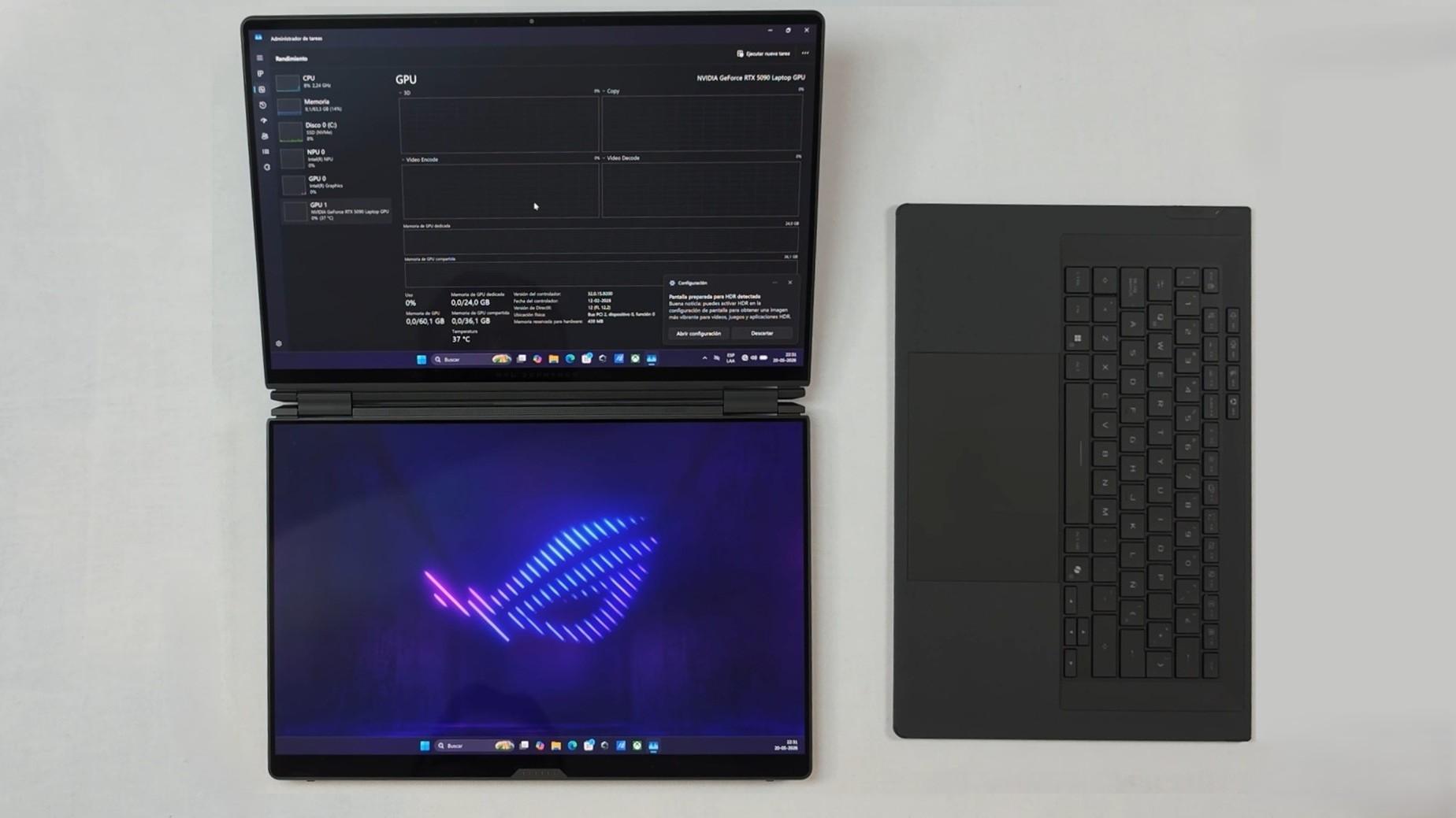Diseño lateral del ASUS ROG Zephyrus Duo