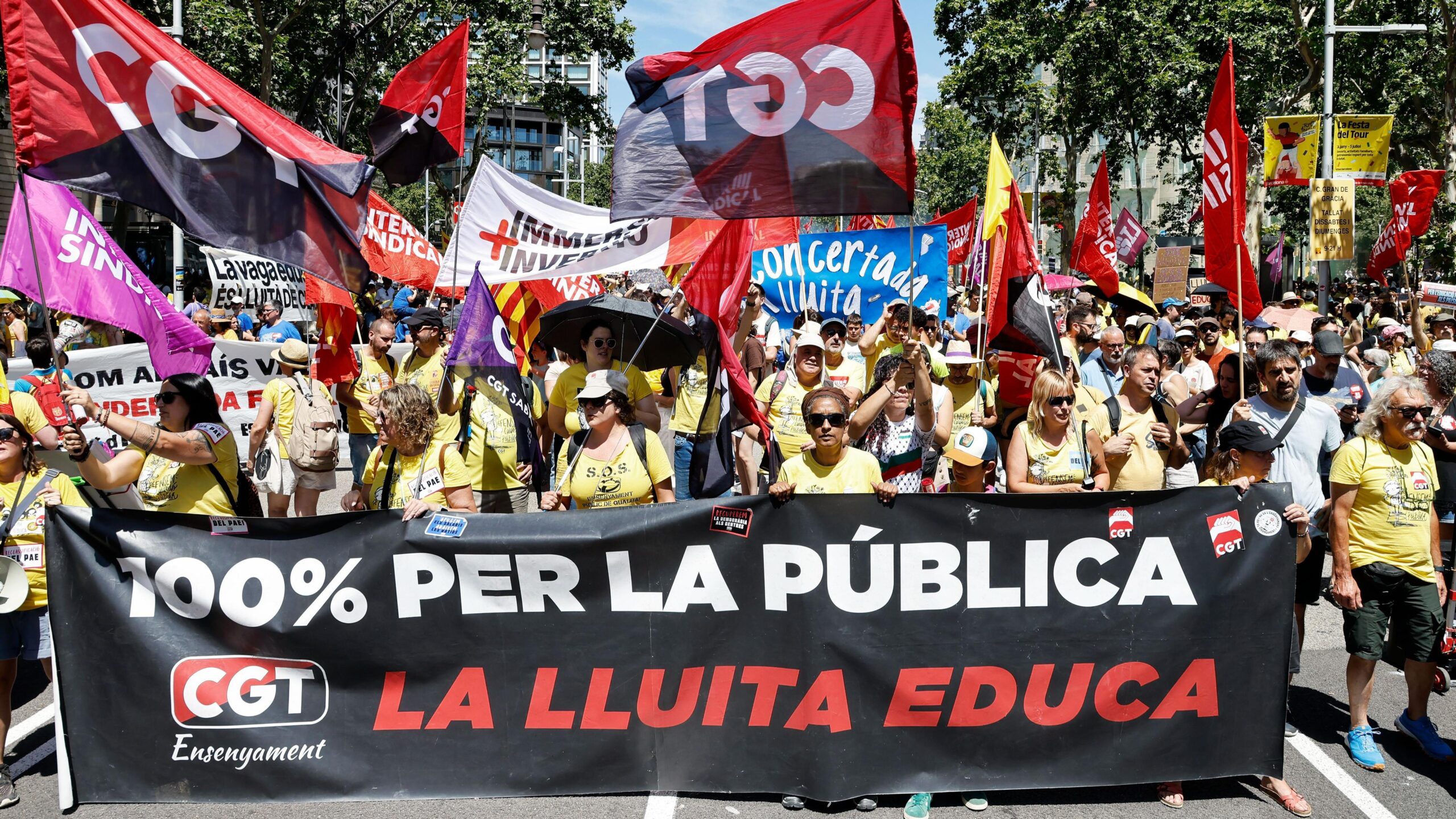 Manifestación multitudinaria en la defensa de la escuela pública