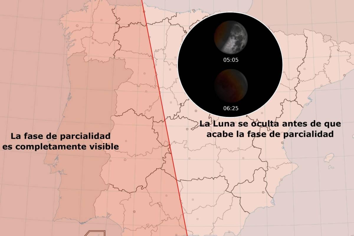 Eclipse lunar en el horizonte