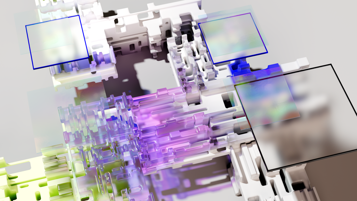 Estructura digital compleja que simboliza el kernel agéntico, la base estable sobre la que corren las aplicaciones de IA.