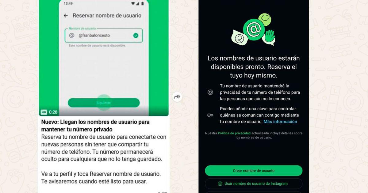 WhatsApp nombres de usuario