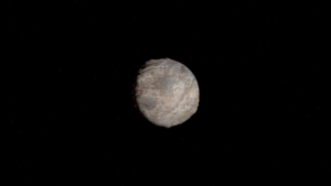 Representación digital de un asteroide rocoso flotando en el espacio profundo, ideal para ilustrar la naturaleza de los objetos NEO.