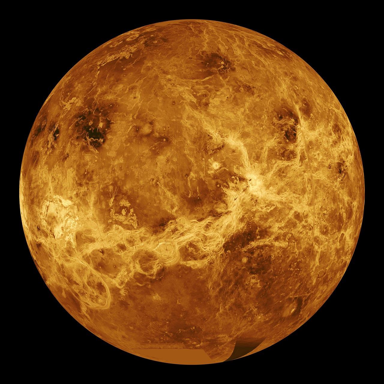 Representación artística de la superficie ardiente y hostil de Venus, ilustrando el efecto invernadero.