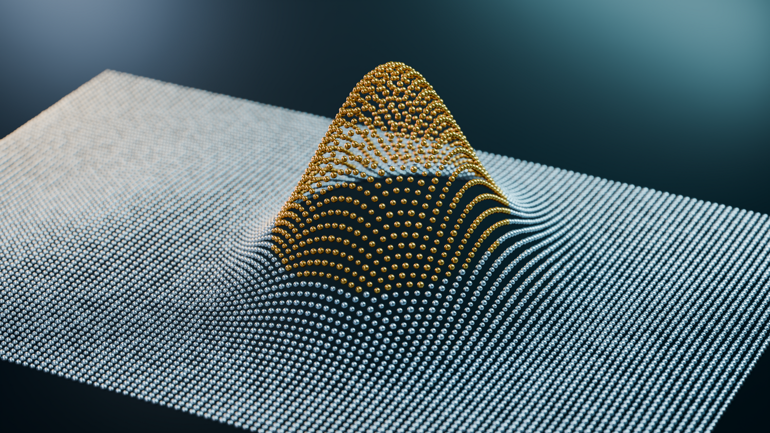 Representación abstracta de una estructura de datos compleja con una malla geométrica y un pico de varianza, simbolizando la topografía de los datos masivos.