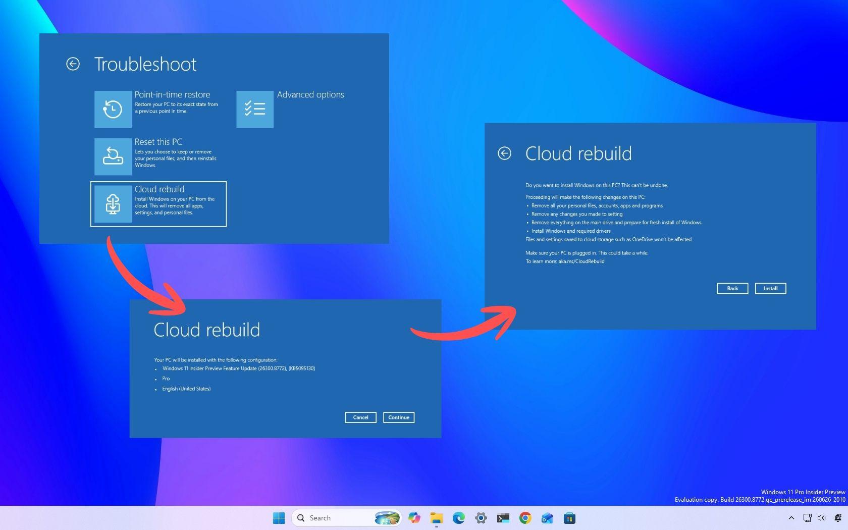 Reinstalación de Windows 11 con Cloud Rebuild