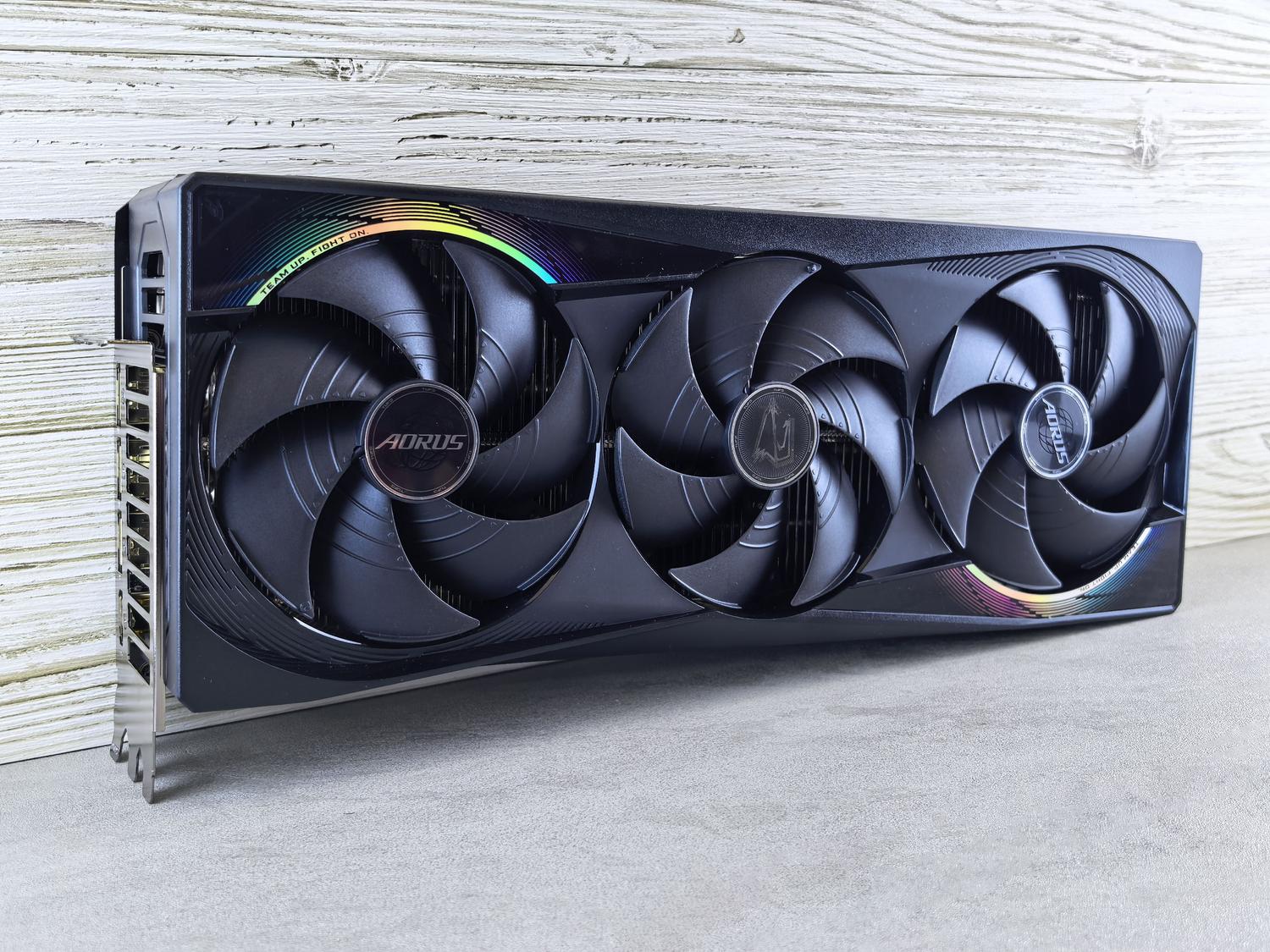 High-performance GPU with triple fans and RGB lighting, key hardware for NVIDIA Smooth Motion.