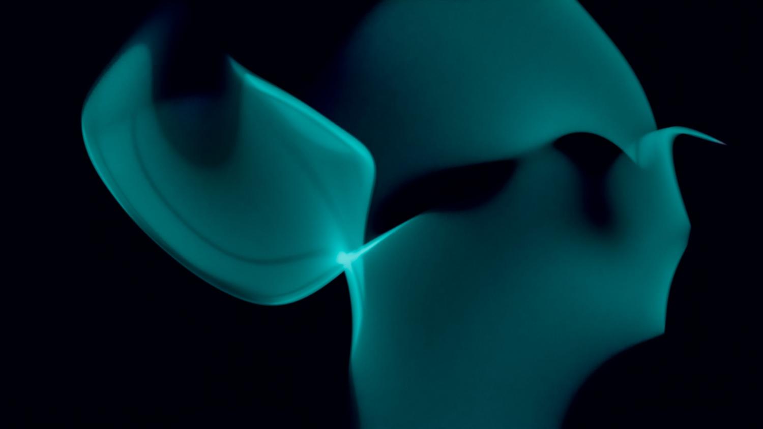 Fondo abstracto digital con formas fluidas en tonos azules, evocando la estética moderna y fluida de OriginOS 6.